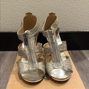 Michael Kors Silver Heels with Shiny Finish
